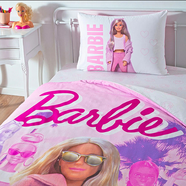 Детско спално бельо от ранфорс с ластик TAC – barbie pink power