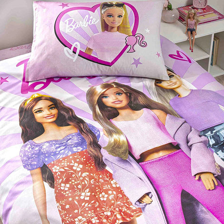 Детско спално бельо от ранфорс с ластик TAC – barbie shine