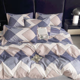 Спално бельо от 100% памук – синьо и сиво с ромбоиди