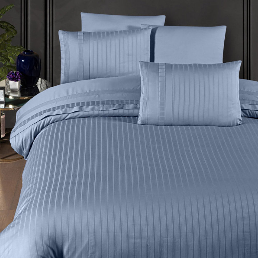Двоен спален комплект Delux Saten - New Trend Disty Blue 