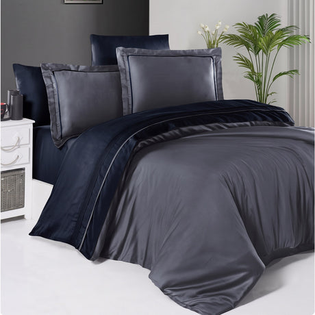 Двоен спален комплект Delux Saten - Serenity Dark and Navy Blue 