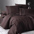 Двоен спален комплект Delux Saten - Stripe Style Chocolate 