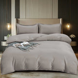 Едноцветно спално бельо с ластик - бежово с райе - DE-11
