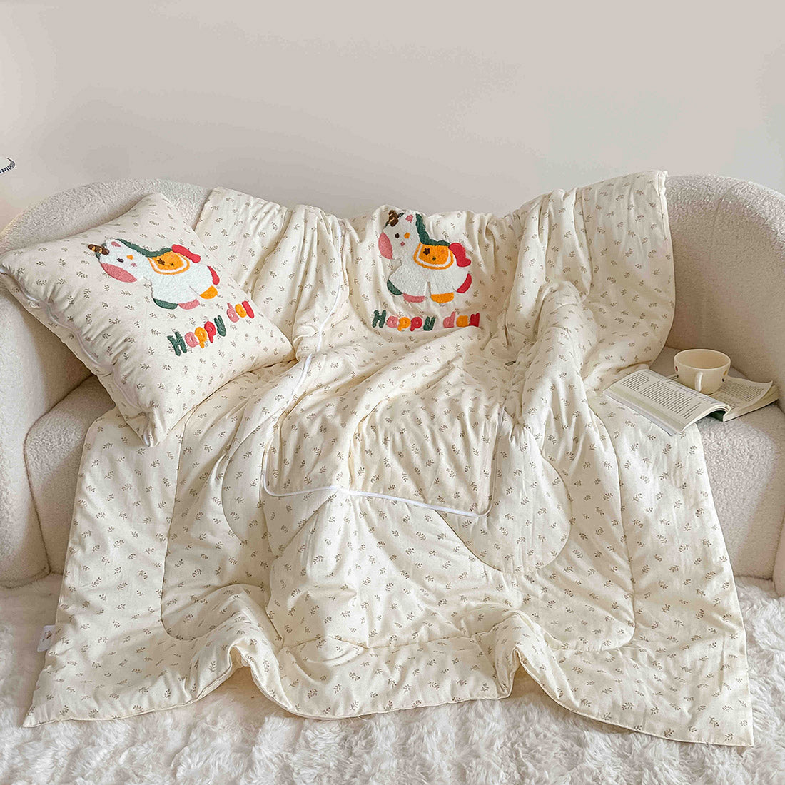 Детска завивка 2 в 1 от 100% памук, превръщаща се във възглавница 