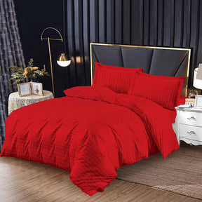 Единично спално бельо с ластик от 100% памук – светлочервено