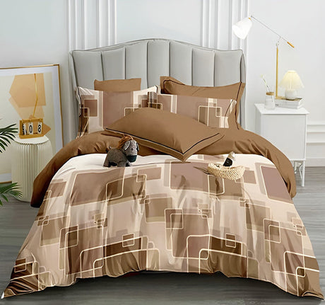 Спално бельо от 100% памук – кафяво с фигурки