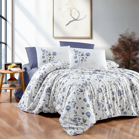 Единичен комплект спално бельо – 100% памук Ranforce- Nancy Mavi