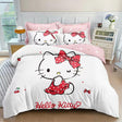 3D Единично спално бельо - бял цвят с Hello Kitty