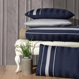 Спално бельо с 2 плика от памучен сатен - Artwel Navy Blue - S3-11