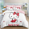 3D Спално бельо от 100% памук - бял цвят с Hello Kitty 