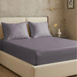 Спален комплект от 3 части памучен сатен - тъмносиво 
