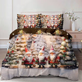 Коледно спално бельо от 100% памук 6 части – джуджета дядо коледа