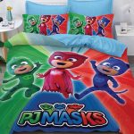 Спално бельо 100% памук 6 части - Син, зелен и червен цвят с PJ Masks - K5-78